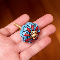 アジアンデザインの取っ手 陶器のプルノブ(ドアノブ)〔約3.5cm〕 - サブ4