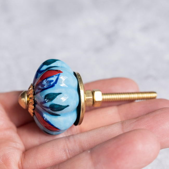 アジアンデザインの取っ手 陶器のプルノブ(ドアノブ)〔約3.5cm〕 6 - 別の角度からです
