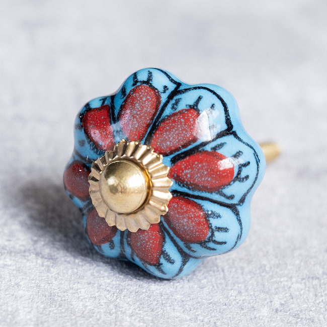 アジアンデザインの取っ手 陶器のプルノブ(ドアノブ)〔約3.5cm〕 9 - デザイン：No.2