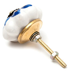 アジアンデザインの取っ手 陶器のプルノブ(ドアノブ)〔約4.5cm〕 - サブ3