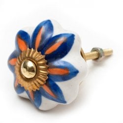 アジアンデザインの取っ手 陶器のプルノブ(ドアノブ)〔約4.5cm〕(ID-DOOR-148)