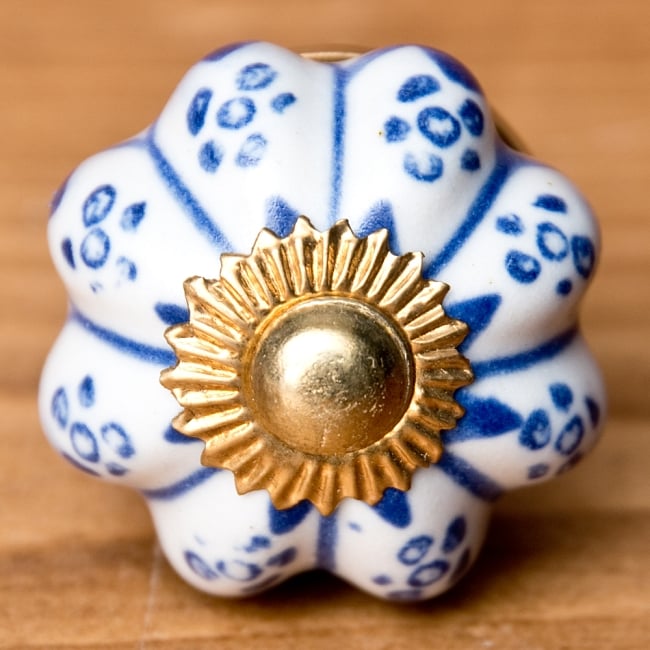アジアンデザインの取っ手 陶器のプルノブ(ドアノブ)〔約3cm〕 3 - エスニックな模様が素敵ですね。