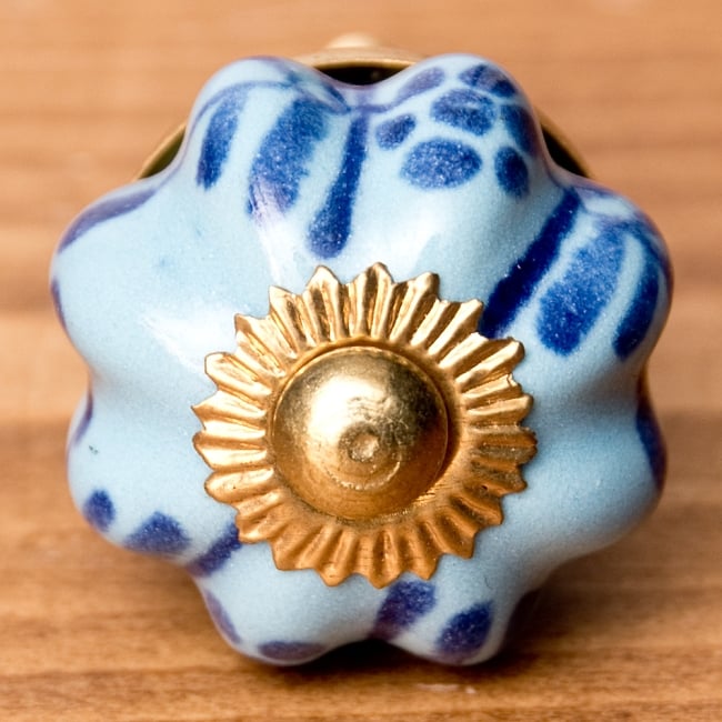 アジアンデザインの取っ手 陶器のプルノブ(ドアノブ)〔約3cm〕 3 - エスニックな模様が素敵ですね。