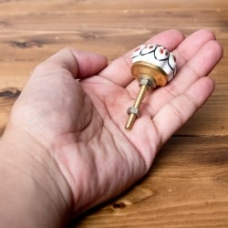 アジアンデザインの取っ手 陶器のプルノブ(ドアノブ)〔約3cm〕 - サブ4