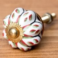 アジアンデザインの取っ手 陶器のプルノブ(ドアノブ)〔約3cm〕(ID-DOOR-152)