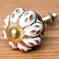 アジアンデザインの取っ手 陶器のプルノブ(ドアノブ)〔約3cm〕