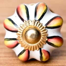 アジアンデザインの取っ手 陶器のプルノブ(ドアノブ)〔約3cm〕 - サブ3