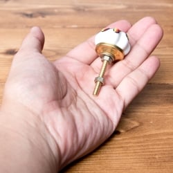 アジアンデザインの取っ手 陶器のプルノブ(ドアノブ)〔約3cm〕 - サブ4