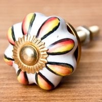 アジアンデザインの取っ手 陶器のプルノブ(ドアノブ)〔約3cm〕(ID-DOOR-155)