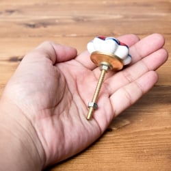 アジアンデザインの取っ手 陶器のプルノブ(ドアノブ)〔約4cm〕 - サブ4