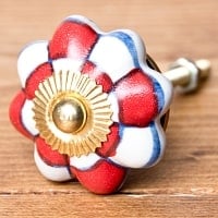 アジアンデザインの取っ手 陶器のプルノブ(ドアノブ)〔約4cm〕の商品写真