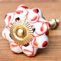アジアンデザインの取っ手 陶器のプルノブ(ドアノブ)〔約4cm〕(ID-DOOR-169)