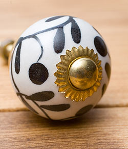 アジアンデザインの取っ手 陶器のプルノブ(ドアノブ)〔約4.2cm〕 - サブ3