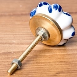 アジアンデザインの取っ手 陶器のプルノブ(ドアノブ)〔約4cm〕 - サブ2