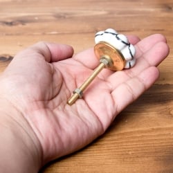 アジアンデザインの取っ手 陶器のプルノブ(ドアノブ)〔約4cm〕 - サブ4