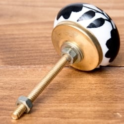 アジアンデザインの取っ手 陶器のプルノブ(ドアノブ)〔約3.7cm〕 - サブ2
