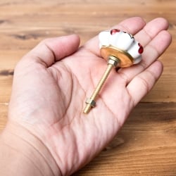 アジアンデザインの取っ手 陶器のプルノブ(ドアノブ)〔約4cm〕 - サブ4