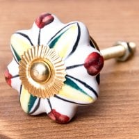 アジアンデザインの取っ手 陶器のプルノブ(ドアノブ)〔約4cm〕(ID-DOOR-185)