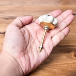 アジアンデザインの取っ手 陶器のプルノブ(ドアノブ)〔約4cm〕 - サブ4