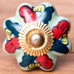 アジアンデザインの取っ手 陶器のプルノブ(ドアノブ)〔約4cm〕 - サブ3