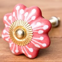 アジアンデザインの取っ手 陶器のプルノブ(ドアノブ)〔約4cm〕(ID-DOOR-196)