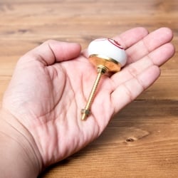 アジアンデザインの取っ手 陶器のプルノブ(ドアノブ)〔約3.7cm〕 - サブ4