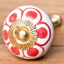 アジアンデザインの取っ手 陶器のプルノブ(ドアノブ)〔約3.7cm〕(ID-DOOR-199)