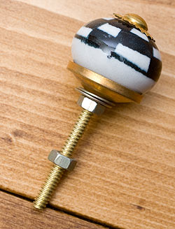 アジアンデザインの取っ手 陶器のプルノブ(ドアノブ)〔約4cm〕 - サブ2