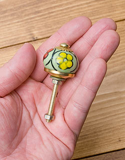 アジアンデザインの取っ手 陶器のプルノブ(ドアノブ)〔約3cm〕 - サブ4