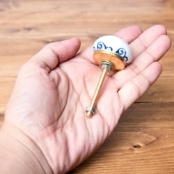 アジアンデザインの取っ手 陶器のプルノブ(ドアノブ)〔約3.7cm〕 - サブ4