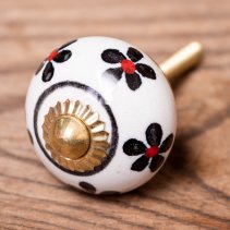 アジアンデザインの取っ手 陶器のプルノブ(ドアノブ)〔約3cm〕(ID-DOOR-211)