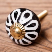 アジアンデザインの取っ手 陶器のプルノブ(ドアノブ)〔約3cm〕(ID-DOOR-212)