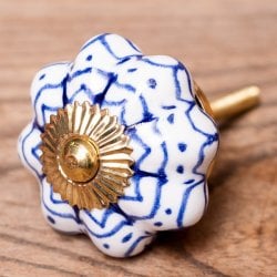 アジアンデザインの取っ手 陶器のプルノブ(ドアノブ)〔約4cm〕(ID-DOOR-214)