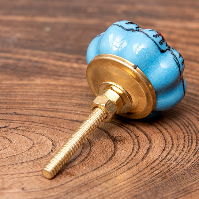 アジアンデザインの取っ手 陶器のプルノブ(ドアノブ)〔約3.5cm〕 2 - 正面から撮影しました