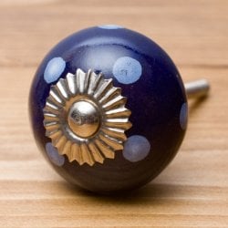 アジアンデザインの取っ手 陶器のプルノブ(ドアノブ)〔約4cm〕(ID-DOOR-28)