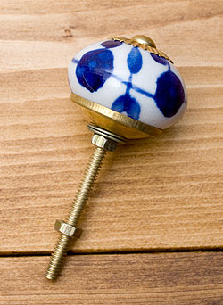アジアンデザインの取っ手 陶器のプルノブ(ドアノブ)〔約4cm〕 - サブ2