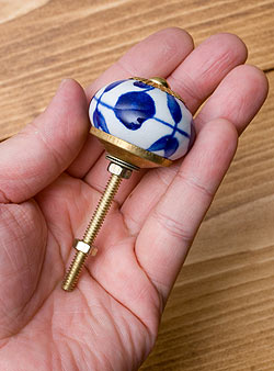 アジアンデザインの取っ手 陶器のプルノブ(ドアノブ)〔約4cm〕 - サブ4