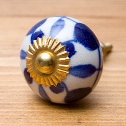 アジアンデザインの取っ手 陶器のプルノブ(ドアノブ)〔約4cm〕(ID-DOOR-30)