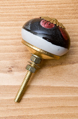 アジアンデザインの取っ手 陶器のプルノブ(ドアノブ)〔約4cm〕 - サブ2