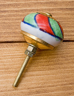 アジアンデザインの取っ手 陶器のプルノブ(ドアノブ)〔約4cm〕 - サブ2