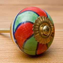 アジアンデザインの取っ手 陶器のプルノブ(ドアノブ)〔約4cm〕 - サブ3