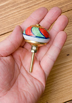 アジアンデザインの取っ手 陶器のプルノブ(ドアノブ)〔約4cm〕 - サブ4