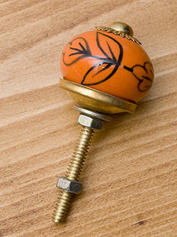 アジアンデザインの取っ手 陶器のプルノブ(ドアノブ)〔約4cm〕 - サブ2