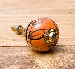 アジアンデザインの取っ手 陶器のプルノブ(ドアノブ)〔約4cm〕 - サブ3