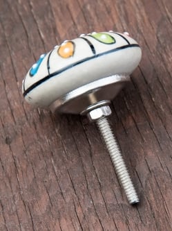〔約平型〕アジアンデザインの取っ手 陶器のプルノブ(ドアノブ)〔約3.8cm〕 - サブ2