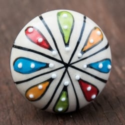 〔約平型〕アジアンデザインの取っ手 陶器のプルノブ(ドアノブ)〔約3.8cm〕 - サブ3