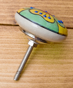 〔約平型〕アジアンデザインの取っ手 陶器のプルノブ(ドアノブ)〔約3.8cm〕 - サブ2