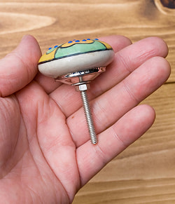 〔約平型〕アジアンデザインの取っ手 陶器のプルノブ(ドアノブ)〔約3.8cm〕 - サブ4