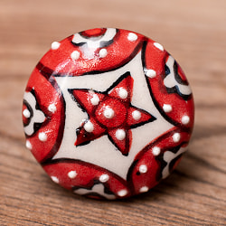 〔約平型〕アジアンデザインの取っ手 陶器のプルノブ(ドアノブ)〔約4.5cm〕 - サブ3