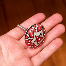 〔約平型〕アジアンデザインの取っ手 陶器のプルノブ(ドアノブ)〔約4.5cm〕 - サブ4